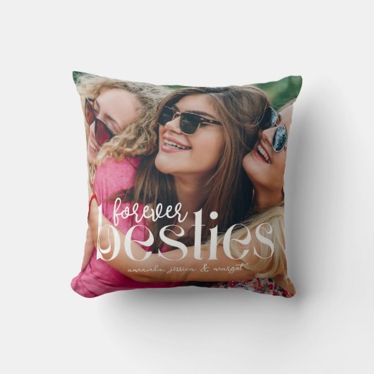 2写真モダン永遠にベスティーズ編集可能オーバーレイ クッション (正面)