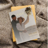 2写真モダン結婚式の日付の保存 箔招待状