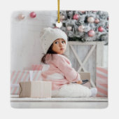 2写真モダンJoyful Script Christmas Green セラミックオーナメント (裏面)