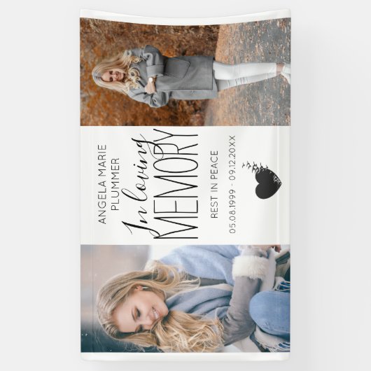 2写真モダンLoving Memory Tribute 横断幕 (縦)