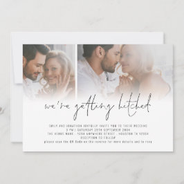 2写真モダンQRコードがヒッチングさ結婚れる 招待状