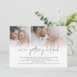 2写真モダンQRコードがヒッチングさ結婚れる 招待状