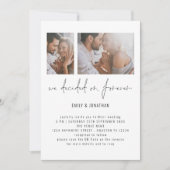 2写真モダンQRコードロマンチック結婚ズ 招待状 (正面)