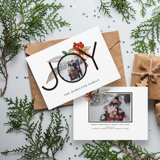 2写真ユニーク喜びメリークリスマス シーズンカード