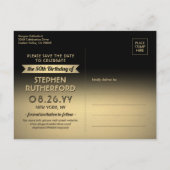 2写真ルック誰50誕生日日付金ゴールドを保存 案内ポストカード (裏面)