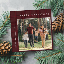 2写真レトロクリスマスプレッドグリーティング シーズンカード