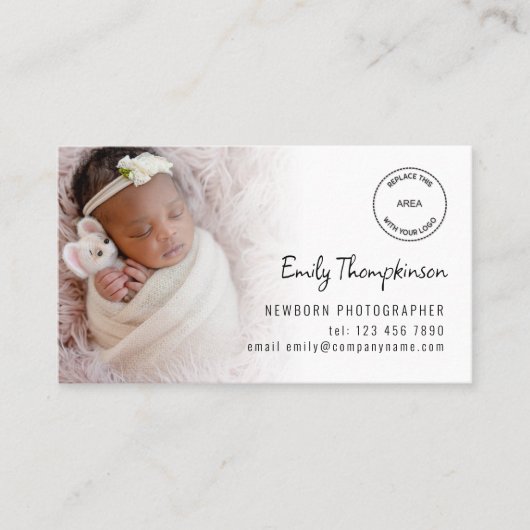 2写真ロゴQRコードベビー写真家 名刺 (正面)