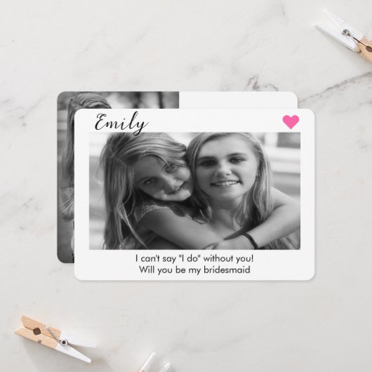 2写真付き花嫁またはメイド・オブ・オーナー（花嫁付き添い人）提案 招待状 (正面/裏面インサイチュ)