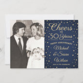 2写真任意年記念応援紺金ゴールド 招待状 (正面)