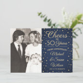 2写真任意年記念応援紺金ゴールド 招待状 (スタンド正面)