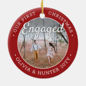 2写真初めてのクリスマス婚約した赤と白 セラミックオーナメント (裏面)