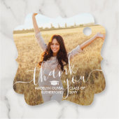 2写真卒業ありがとう白い台本ファンシー フェイバータグ (裏面)