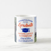 2写真卒業おめでとうモダンオレンジとブルー コーヒーマグカップ (中央)
