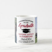 2写真卒業おめでとう赤モダン白黒 コーヒーマグカップ (中央)