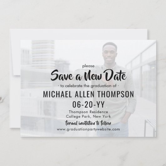 2写真卒業の更新新しいプラン日付の変更 招待状 (裏面)