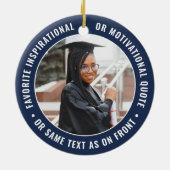 2写真卒業エレガントネイビモダンーブルー白 セラミックオーナメント (裏面)