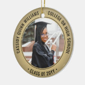 2写真卒業エレガントブラック&金ゴールドホイルフェイクス セラミックオーナメント (左)