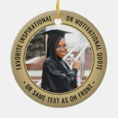 2写真卒業エレガントブラック&金ゴールドホイルフェイクス セラミックオーナメント (裏面)