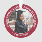 2写真卒業エレガントモダン赤と白 オーナメント (正面)