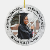 2写真卒業エレガント大理石フェイク白黒 セラミックオーナメント (裏面)