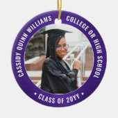 2写真卒業エレガント紫モダンと白 セラミックオーナメント (正面)