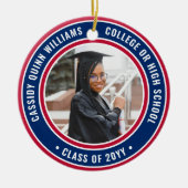 2写真卒業エレガント赤と青 セラミックオーナメント (正面)