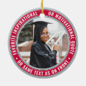 2写真卒業エレガント赤グレー白黒 セラミックオーナメント (裏面)