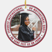 2写真卒業エレガント赤モダン白黒 セラミックオーナメント (裏面)