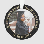 2写真卒業エレガント黒モダンと金ゴールド オーナメント (正面)