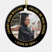 2写真卒業エレガント黒金ゴールド黄 セラミックオーナメント (正面)