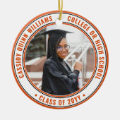 2写真卒業オレンエレガントジブラックとホワイト セラミックオーナメント (正面)