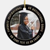 2写真卒業クラス年&スクールブラック金ゴールド セラミックオーナメント (裏面)