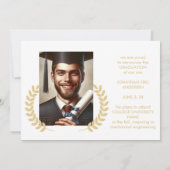 2写真卒業コラージュのスクリプトホワイト&金ゴールド 案内状 (裏面)