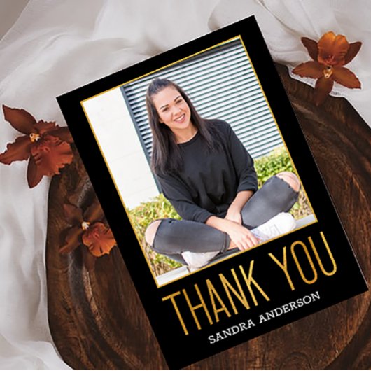 2写真卒業ゴールドフォイルファンシーありがとう ポストカード