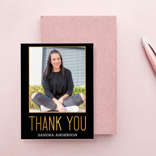 2写真卒業ゴールドフォイルファンシーありがとう ポストカード