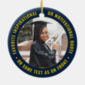 2写真卒業ネイビーエレガントブルー金ゴールドイエロー セラミックオーナメント (裏面)