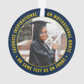 2写真卒業ネイビーモダンブルー金ゴールドイエロー オーナメント (裏面)