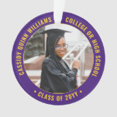 2写真卒業パープルモダン金ゴールドイエロー オーナメント (正面)