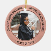 2写真卒業ピンクエレガントローズ金ゴールド&ブラック セラミックオーナメント (正面)