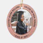 2写真卒業ピンクエレガントローズ金ゴールド&ブラック セラミックオーナメント (左)