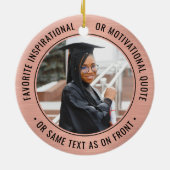 2写真卒業ピンクエレガントローズ金ゴールド&ブラック セラミックオーナメント (裏面)