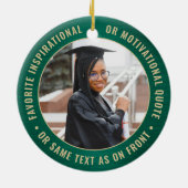 2写真卒業ブラシ付きエレガントグリーンと金ゴールド セラミックオーナメント (裏面)