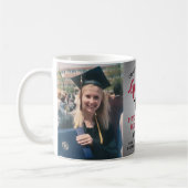 2写真卒業ブラシ付きグレー赤と黒 コーヒーマグカップ (左)