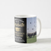 2写真卒業ブラシ付き黒金ゴールドと白 コーヒーマグカップ (正面右)