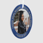 2写真卒業ブラッエレガントシュ王室のブルー金ゴールド オーナメント (正面)