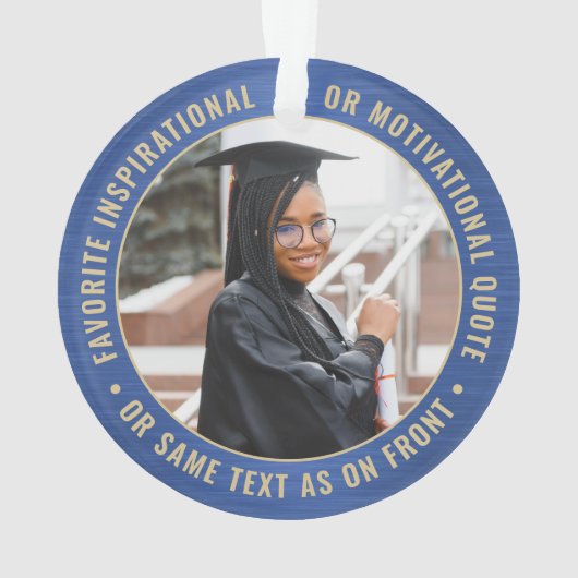 2写真卒業ブラッエレガントシュ王室のブルー金ゴールド オーナメント (裏面)