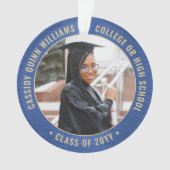 2写真卒業ブラッエレガントシュ王室のブルー金ゴールド オーナメント (正面)