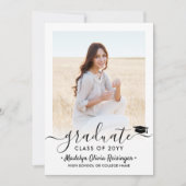 2写真卒業モダンシンプル用スクリプエレガントト 招待状 (正面)