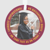 2写真卒業モダンマルーン赤金ゴールド黄 オーナメント (裏面)