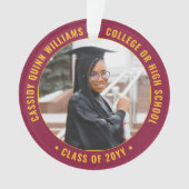 2写真卒業モダンマルーン赤金ゴールド黄 オーナメント (正面)